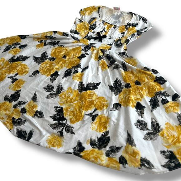 Retro Yellow Rose Pinup Dress 3X | Cottagecore Rockabilly Vibes 7 - Picture 6 of 8